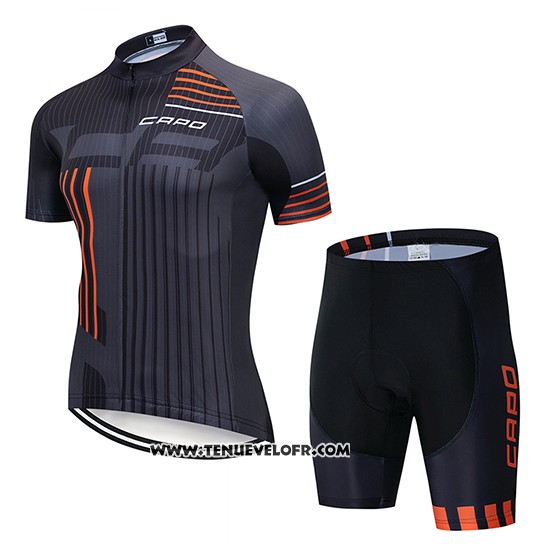 2018 Maillot Ciclismo Capo Noir Gris Orange Manches Courtes et Cuissard