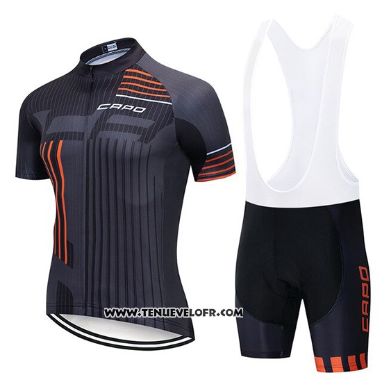2018 Maillot Ciclismo Capo Noir Gris Orange Manches Courtes et Cuissard
