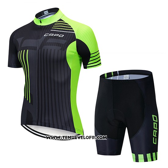 2018 Maillot Ciclismo Capo Noir Vert Manches Courtes et Cuissard