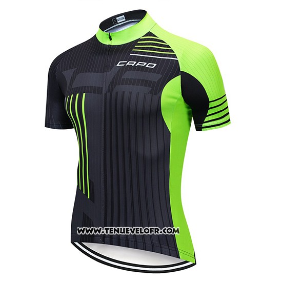 2018 Maillot Ciclismo Capo Noir Vert Manches Courtes et Cuissard