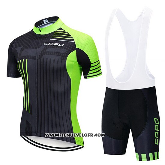 2018 Maillot Ciclismo Capo Noir Vert Manches Courtes et Cuissard