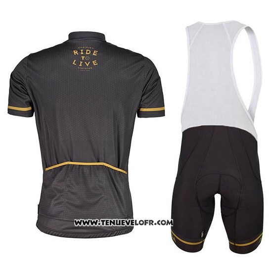 2018 Maillot Ciclismo Maloja Pushbikersm Noir Jaune Manches Courtes et Cuissard