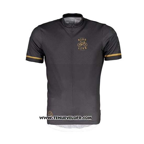 2018 Maillot Ciclismo Maloja Pushbikersm Noir Jaune Manches Courtes et Cuissard