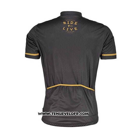2018 Maillot Ciclismo Maloja Pushbikersm Noir Jaune Manches Courtes et Cuissard