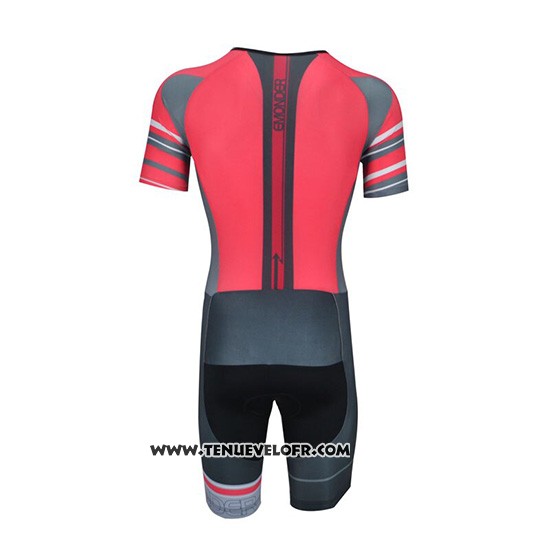 2019 Maillot Ciclismo Emonder-triathlon Noir Gris Rouge Manches Courtes et Cuissard