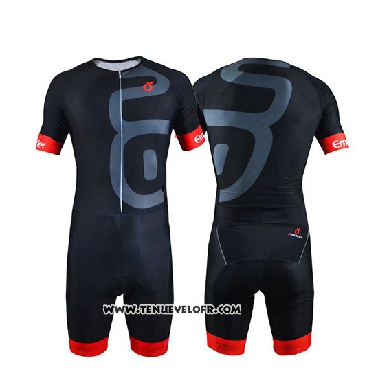 2019 Maillot Ciclismo Emonder-triathlon Noir Rouge Manches Courtes et Cuissard