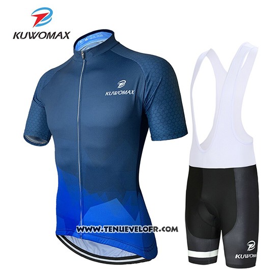 2019 Maillot Ciclismo Kuwomax Bleu Manches Courtes et Cuissard