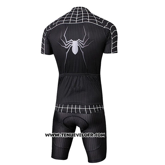 2019 Maillot Ciclismo Marvel Heros Spider Man Noir Manches Courtes et Cuissard