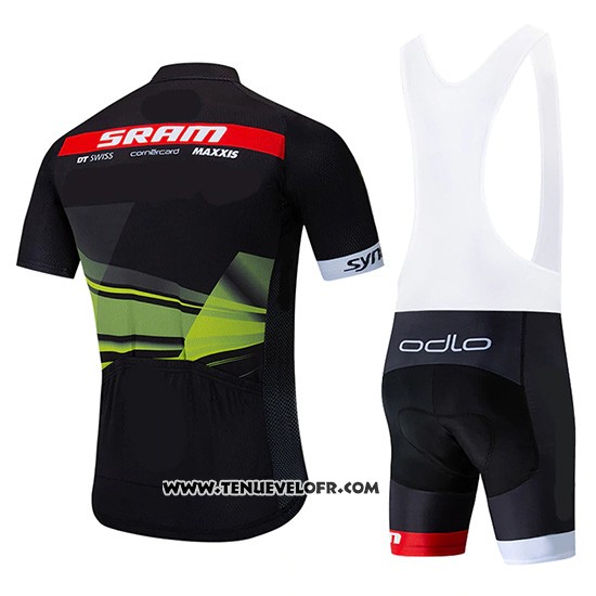 2019 Maillot Ciclismo Sram Noir Vert Manches Courtes et Cuissard
