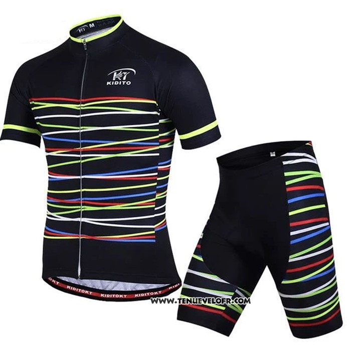 2020 Maillot Ciclismo Ripple Noir Jaune Manches Courtes et Cuissard