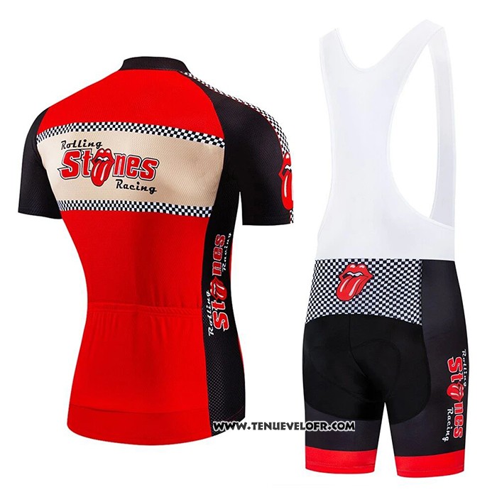 2020 Maillot Ciclismo Rolling Rouge Beige Manches Courtes et Cuissard