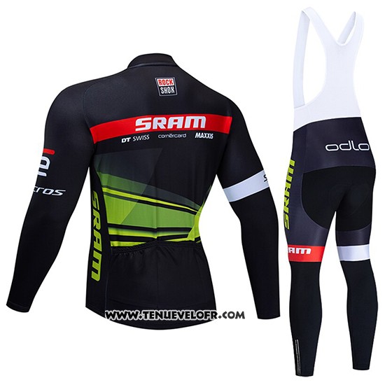 2020 Maillot Ciclismo Sram Noir Vert Manches Longues et Cuissard