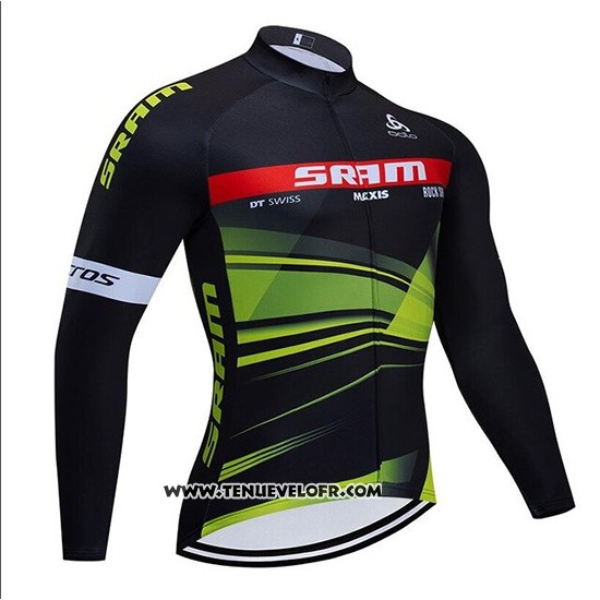 2020 Maillot Ciclismo Sram Noir Vert Manches Longues et Cuissard