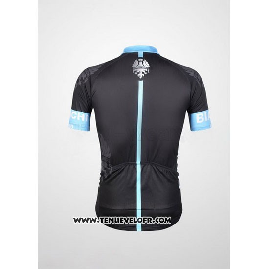 2012 Maillot Ciclismo Bianchi Noir et Bleu Clair Manches Courtes et Cuissard