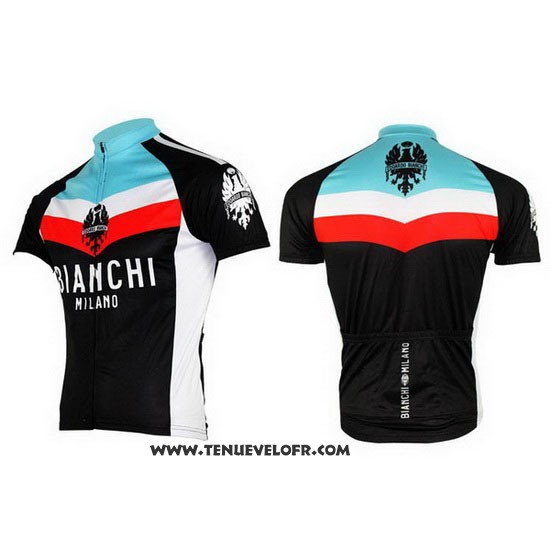 2013 Maillot Ciclismo Bianchi Noir et Bleu Clair Manches Courtes et Cuissard
