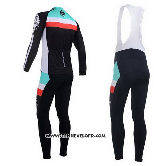 2013 Maillot Ciclismo Bianchi Noir et Bleu Clair Manches Longues et Cuissard