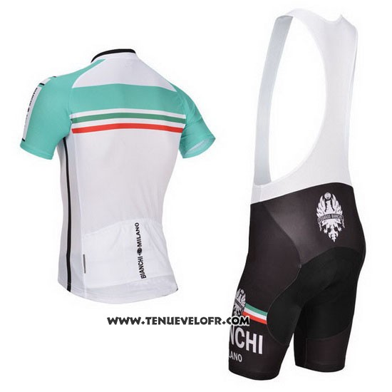 2014 Maillot Ciclismo Bianchi Blanc et Vert Manches Courtes et Cuissard