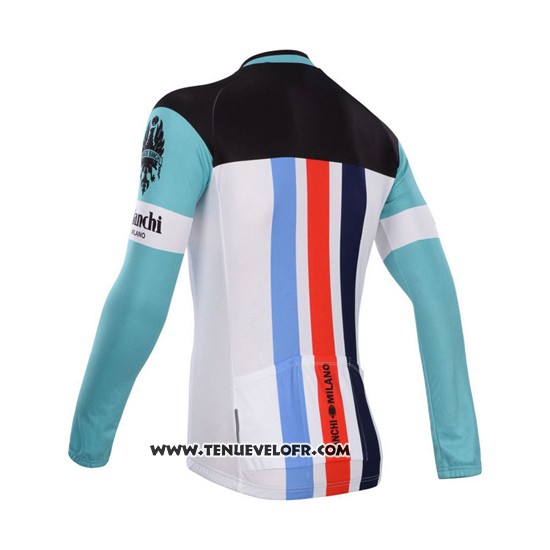 2014 Maillot Ciclismo Bianchi Blanc et Vert Manches Longues et Cuissard
