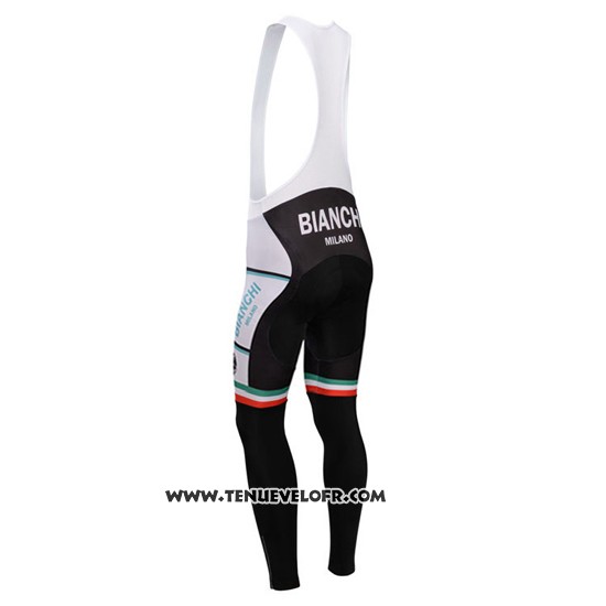 2014 Maillot Ciclismo Bianchi Blanc et Vert Manches Longues et Cuissard