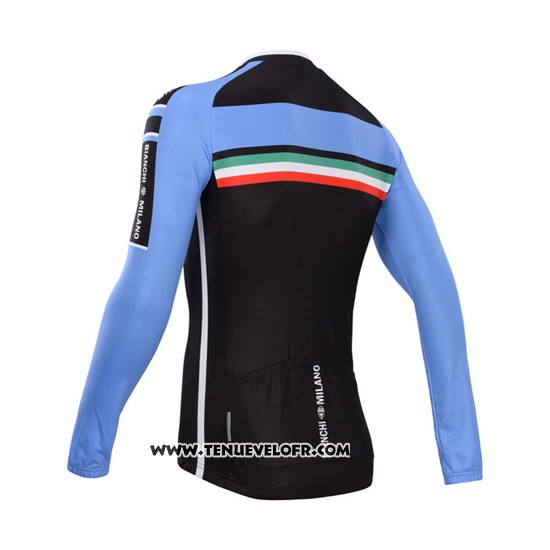 2014 Maillot Ciclismo Bianchi Noir et Azur Manches Longues et Cuissard
