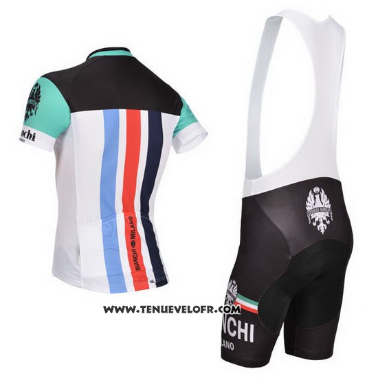 2014 Maillot Ciclismo Bianchi Noir et Blanc Manches Courtes et Cuissard
