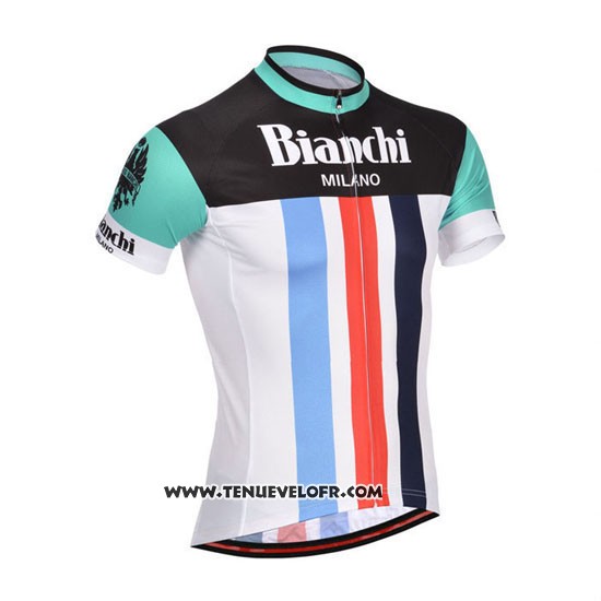 2014 Maillot Ciclismo Bianchi Noir et Blanc Manches Courtes et Cuissard