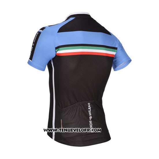 2014 Maillot Ciclismo Bianchi Noir et Bleu Manches Courtes et Cuissard