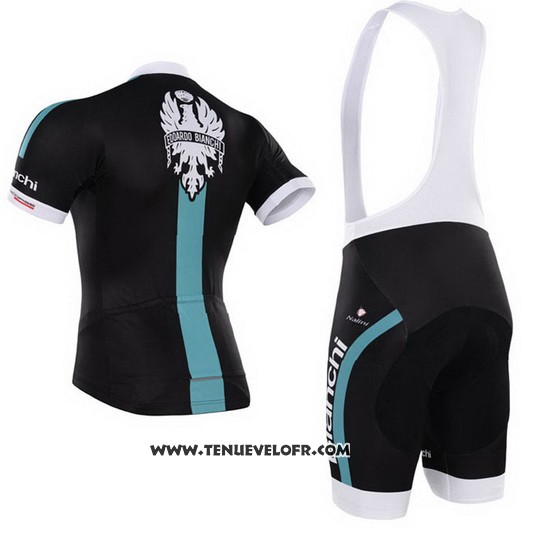 2014 Maillot Ciclismo Bianchi Noir et Vert Manches Courtes et Cuissard