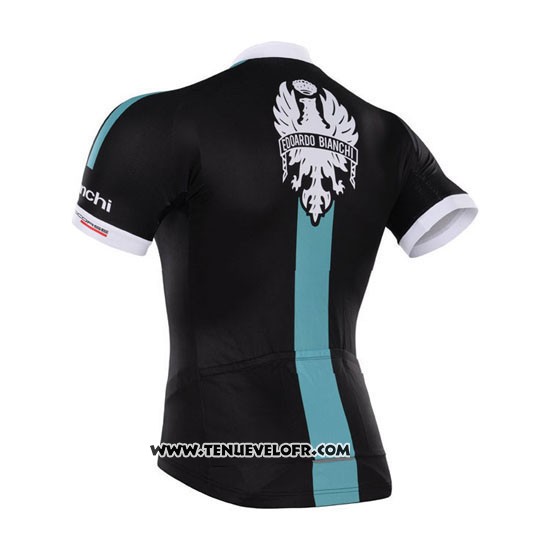 2014 Maillot Ciclismo Bianchi Noir et Vert Manches Courtes et Cuissard