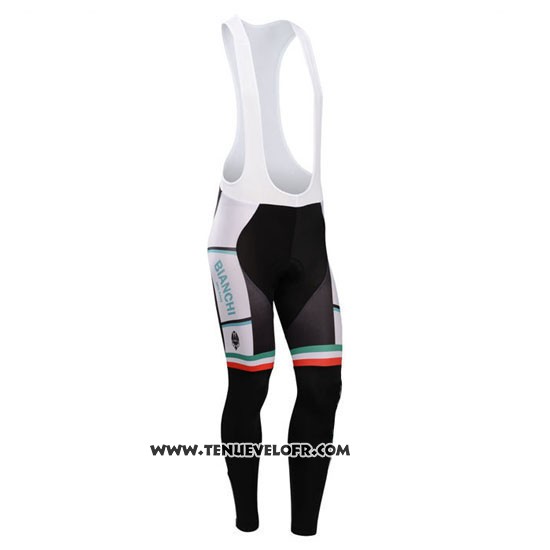 2014 Maillot Ciclismo Bianchi Noir et Vert Manches Longues et Cuissard