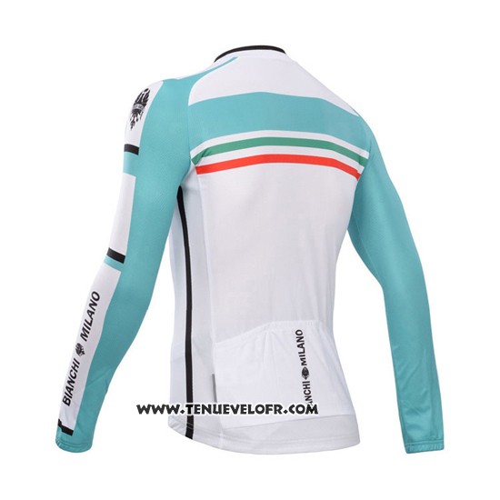 2014 Maillot Ciclismo Bianchi Vert et Blanc Manches Longues et Cuissard