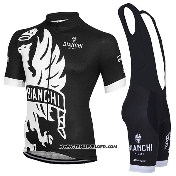 2016 Maillot Ciclismo Bianchi Blanc et Noir Manches Courtes et Cuissard