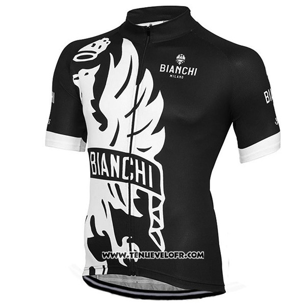 2016 Maillot Ciclismo Bianchi Blanc et Noir Manches Courtes et Cuissard