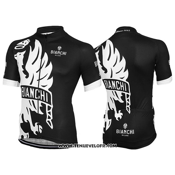 2016 Maillot Ciclismo Bianchi Blanc et Noir Manches Courtes et Cuissard