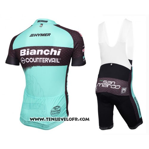 2016 Maillot Ciclismo Bianchi MTB Bleu Clair et Noir Manches Courtes et Cuissard