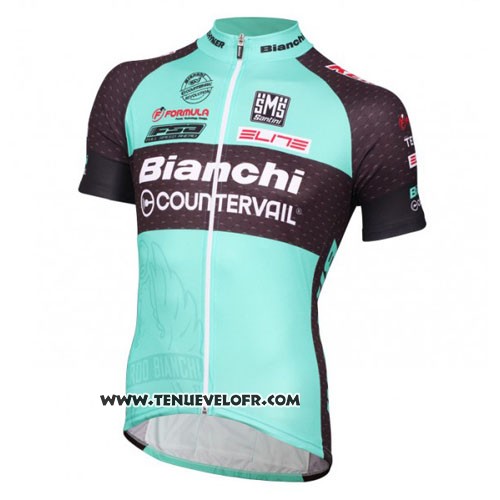 2016 Maillot Ciclismo Bianchi MTB Bleu Clair et Noir Manches Courtes et Cuissard