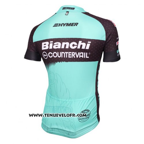 2016 Maillot Ciclismo Bianchi MTB Bleu Clair et Noir Manches Courtes et Cuissard