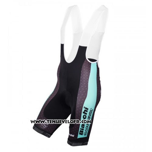 2016 Maillot Ciclismo Bianchi MTB Bleu Clair et Noir Manches Courtes et Cuissard