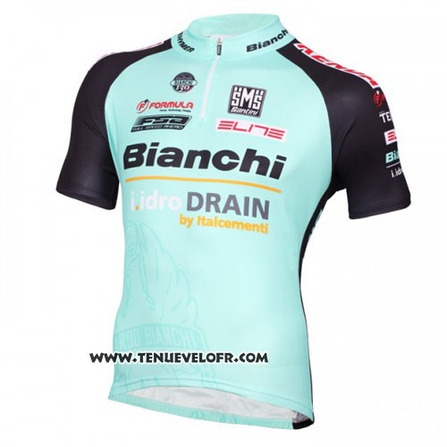 2016 Maillot Ciclismo Bianchi MTB Noir et Bleu Clair Manches Courtes et Cuissard