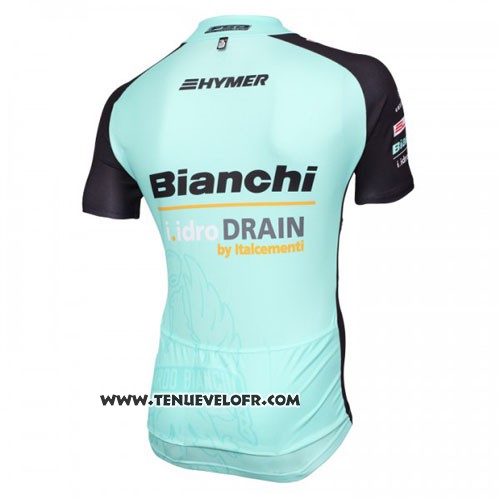 2016 Maillot Ciclismo Bianchi MTB Noir et Bleu Clair Manches Courtes et Cuissard