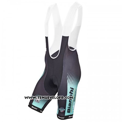 2016 Maillot Ciclismo Bianchi MTB Noir et Bleu Clair Manches Courtes et Cuissard