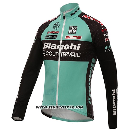 2016 Maillot Ciclismo Bianchi MTB Noir et Vert Manches Longues et Cuissard