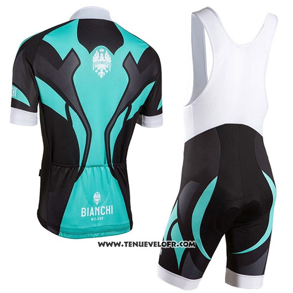 2016 Maillot Ciclismo Bianchi Noir et Azur Manches Courtes et Cuissard