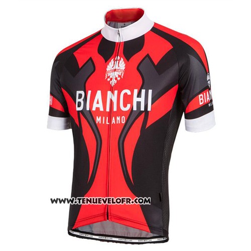 2016 Maillot Ciclismo Bianchi Noir et Rouge Manches Courtes et Cuissard