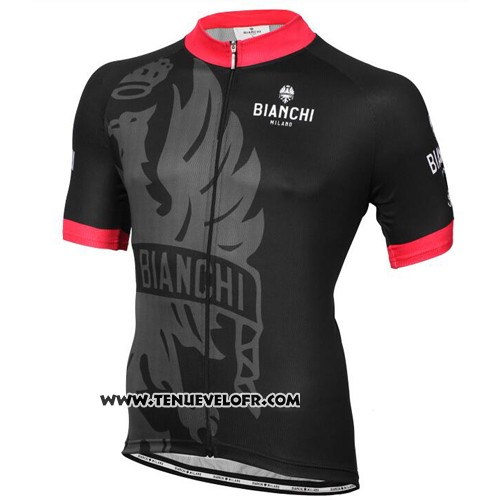 2016 Maillot Ciclismo Bianchi Rouge et Noir Manches Courtes et Cuissard