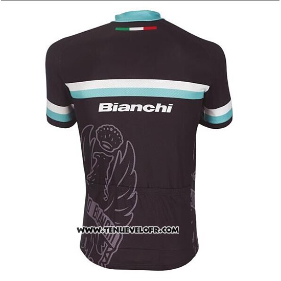 2017 Maillot Ciclismo Bianchi Blanc et Bleu Clair Manches Courtes et Cuissard