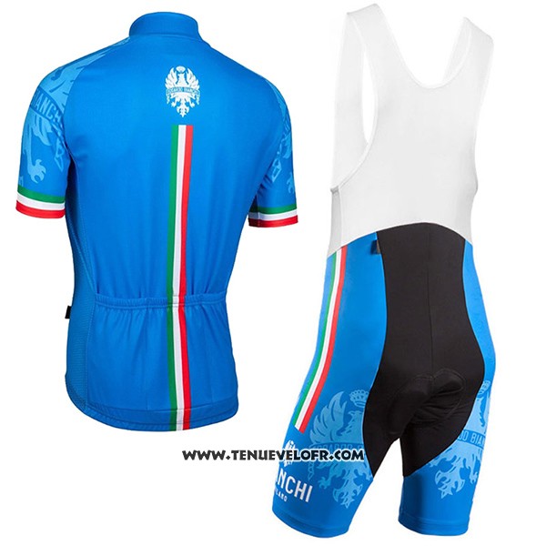 2017 Maillot Ciclismo Bianchi Bleu Manches Courtes et Cuissard