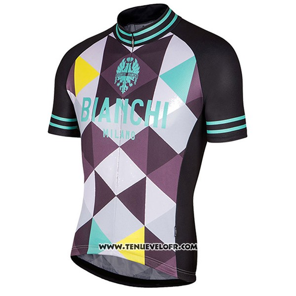 2017 Maillot Ciclismo Bianchi Milano Aviolo Noir Manches Courtes et Cuissard