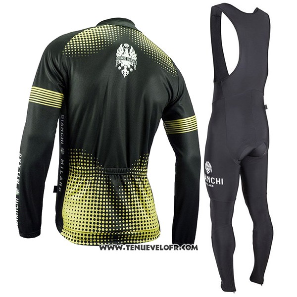 2017 Maillot Ciclismo Bianchi Milano Ml Noir et Jaune Manches Longues et Cuissard