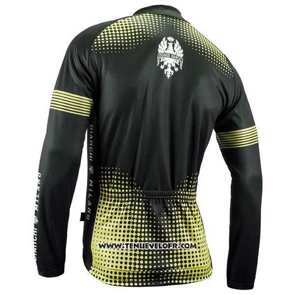 2017 Maillot Ciclismo Bianchi Milano Ml Noir et Jaune Manches Longues et Cuissard